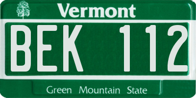VT license plate BEK112