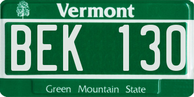 VT license plate BEK130