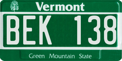 VT license plate BEK138