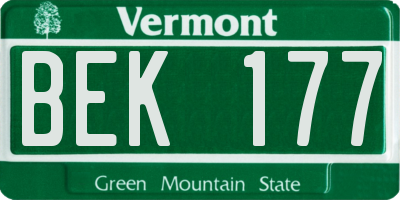 VT license plate BEK177