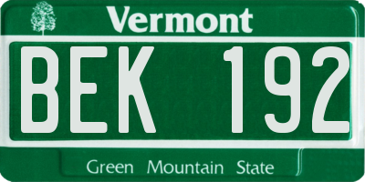 VT license plate BEK192
