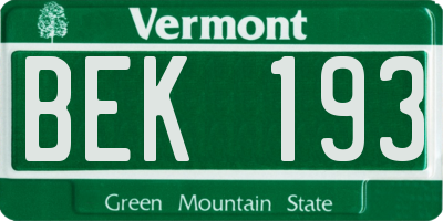 VT license plate BEK193