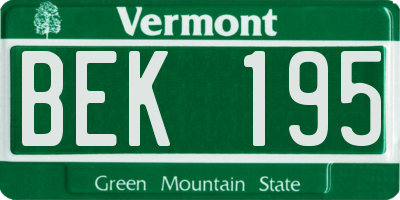 VT license plate BEK195