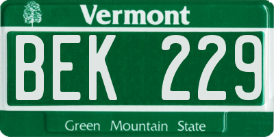 VT license plate BEK229