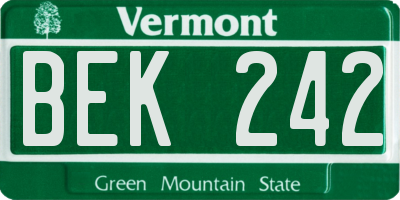 VT license plate BEK242