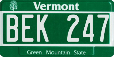 VT license plate BEK247