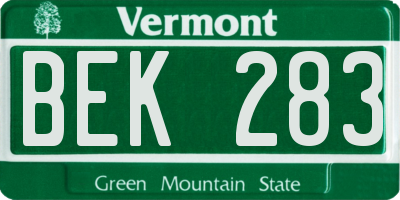 VT license plate BEK283