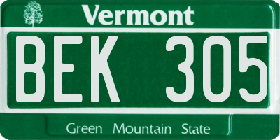 VT license plate BEK305