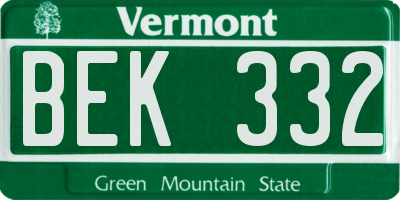 VT license plate BEK332