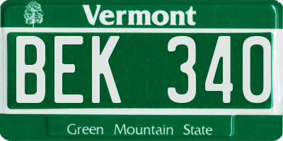 VT license plate BEK340