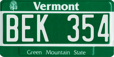 VT license plate BEK354