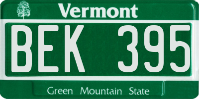 VT license plate BEK395