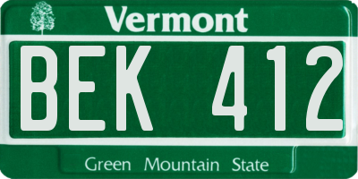 VT license plate BEK412