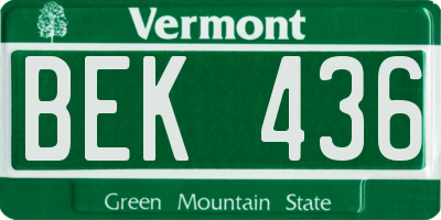 VT license plate BEK436
