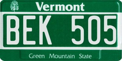 VT license plate BEK505