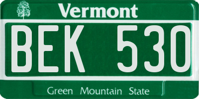VT license plate BEK530