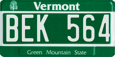 VT license plate BEK564