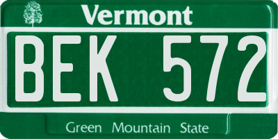 VT license plate BEK572