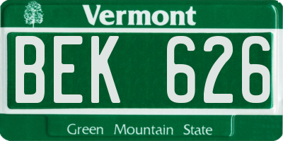 VT license plate BEK626