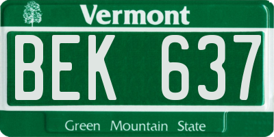 VT license plate BEK637