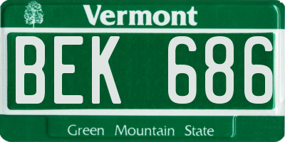 VT license plate BEK686