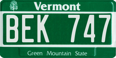 VT license plate BEK747