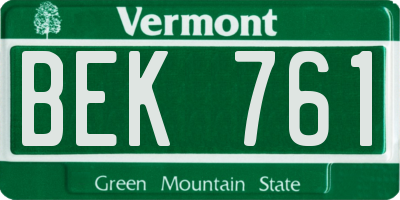 VT license plate BEK761