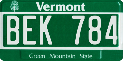 VT license plate BEK784