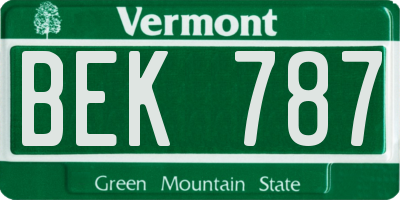 VT license plate BEK787