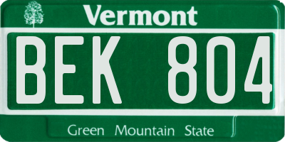 VT license plate BEK804