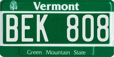 VT license plate BEK808