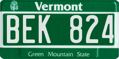 VT license plate BEK824