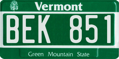 VT license plate BEK851