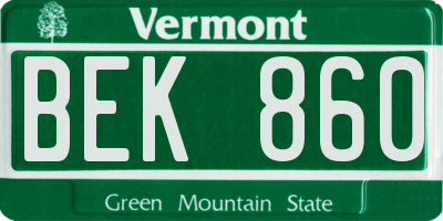 VT license plate BEK860