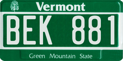 VT license plate BEK881