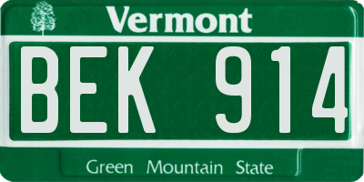 VT license plate BEK914