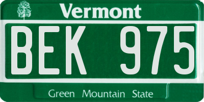 VT license plate BEK975