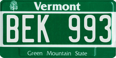 VT license plate BEK993