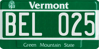 VT license plate BEL025