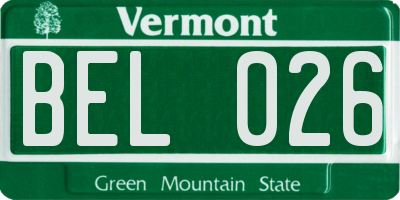 VT license plate BEL026