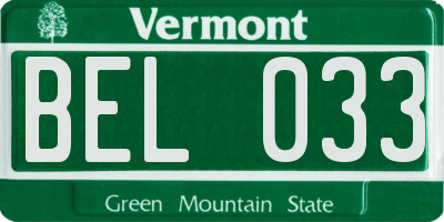 VT license plate BEL033