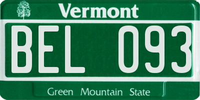 VT license plate BEL093