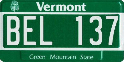 VT license plate BEL137