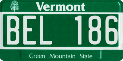 VT license plate BEL186