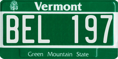 VT license plate BEL197