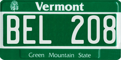 VT license plate BEL208