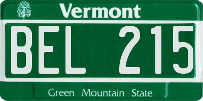 VT license plate BEL215