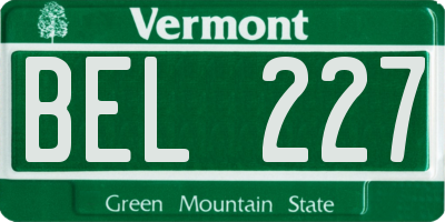 VT license plate BEL227
