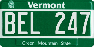VT license plate BEL247