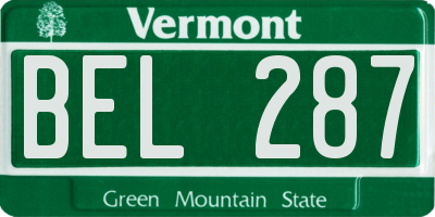 VT license plate BEL287